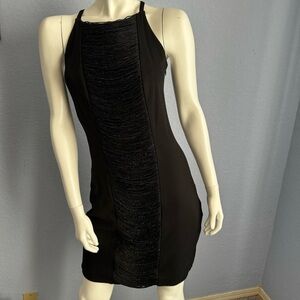 Eva Franco Black Gold Rush Knit Horizontal Fringe Sheath Dress Anthropologie